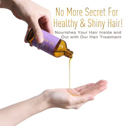 LANVIER Hair Treatment Oil, Argan Oil for Hair & Scalp Protection To Smooth, Repair Frizzy and Damadged Hair 3.4Oz