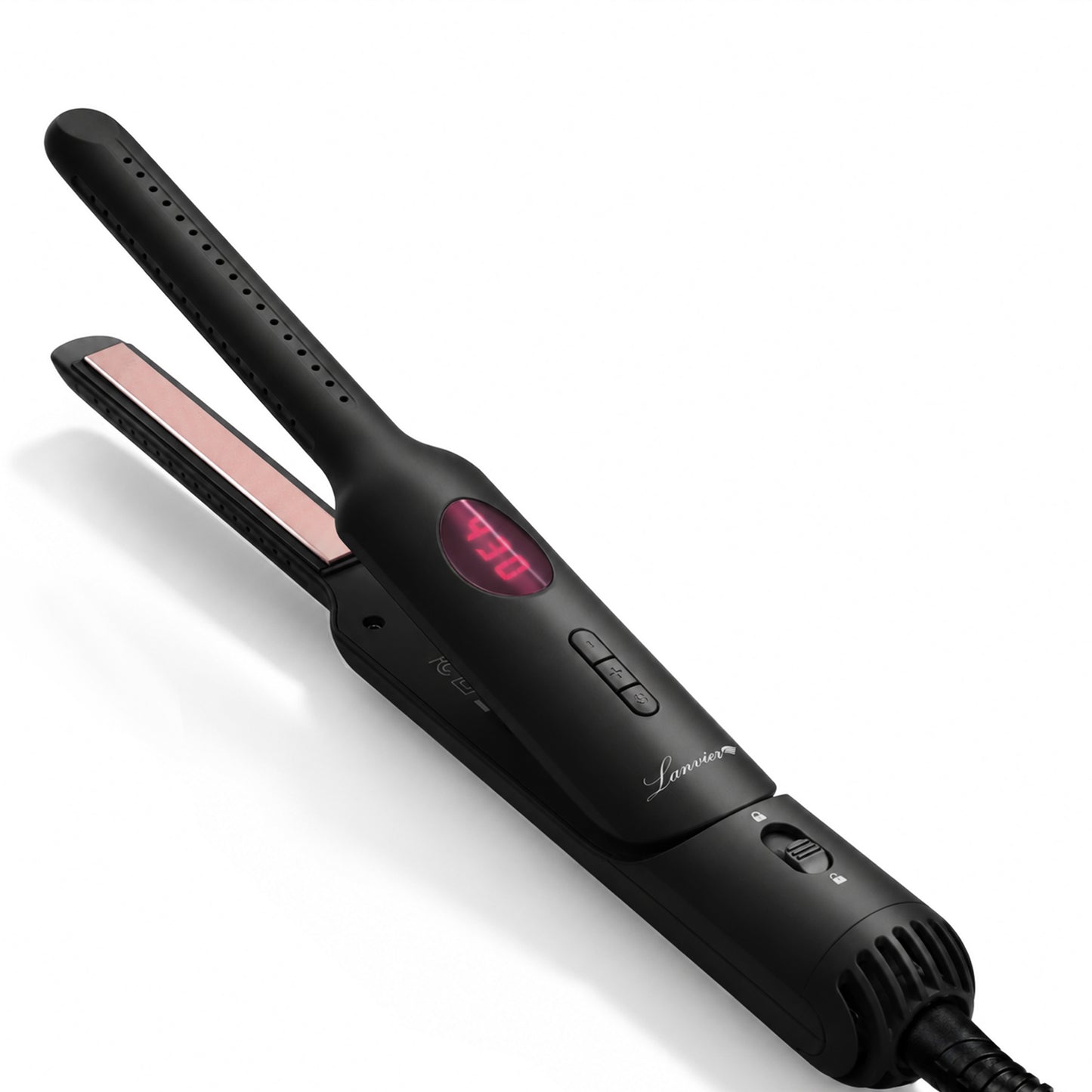 Lanvier Airflow Styler, Mini Curling Iron for Short Hair Pixie Cut & Bangs, 0.65-inch Flat Iron with 360 Degree Cool Air Flow, Dual Voltage 100-240V Global Use 4 Adjustable, Heat up to 430°F - Pink