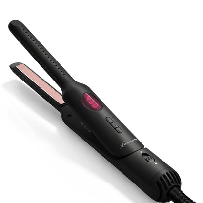Lanvier Airflow Styler, Mini Curling Iron for Short Hair Pixie Cut & Bangs, 0.65-inch Flat Iron with 360 Degree Cool Air Flow, Dual Voltage 100-240V Global Use 4 Adjustable, Heat up to 430°F - Pink