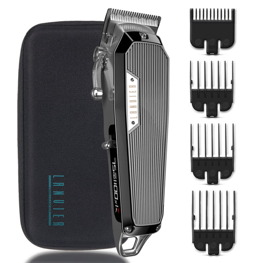 LANVIER Hair Clippers for Men, Professional 10W/7500RPM High Speed Barber Clipper for Hair Cutting Fade and Trimming, Dual Voltage Cordless Hair Trimmer Kit with LED Display & Storage Case - Black