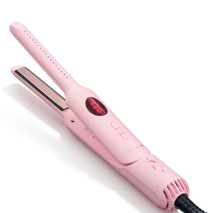 Lanvier Airflow Styler, Mini Curling Iron for Short Hair Pixie Cut & Bangs, 0.65-inch Flat Iron with 360 Degree Cool Air Flow, Dual Voltage 100-240V Global Use 4 Adjustable, Heat up to 430°F - Pink