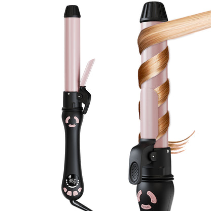 New Version Lanvier Rotating Curling Iron 1 / 1.25 Inch Automatic Curling Wand for Waves; Tourmaline Ceramic Self Curler with 2 Rotating Speed, 11 Adjustable Temperature & Dual Voltage for Worldwide Use