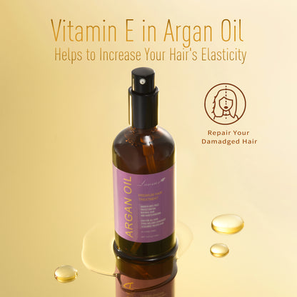 LANVIER Hair Treatment Oil, Argan Oil for Hair & Scalp Protection To Smooth, Repair Frizzy and Damadged Hair 3.4Oz