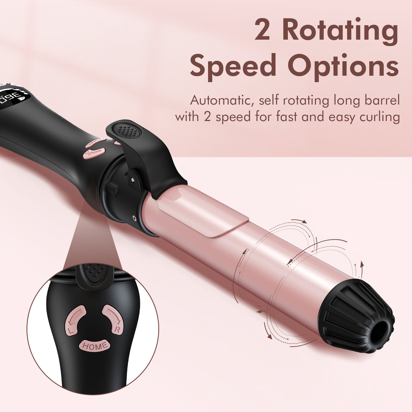 New Version Lanvier Rotating Curling Iron 1 / 1.25 Inch Automatic Curling Wand for Waves; Tourmaline Ceramic Self Curler with 2 Rotating Speed, 11 Adjustable Temperature & Dual Voltage for Worldwide Use