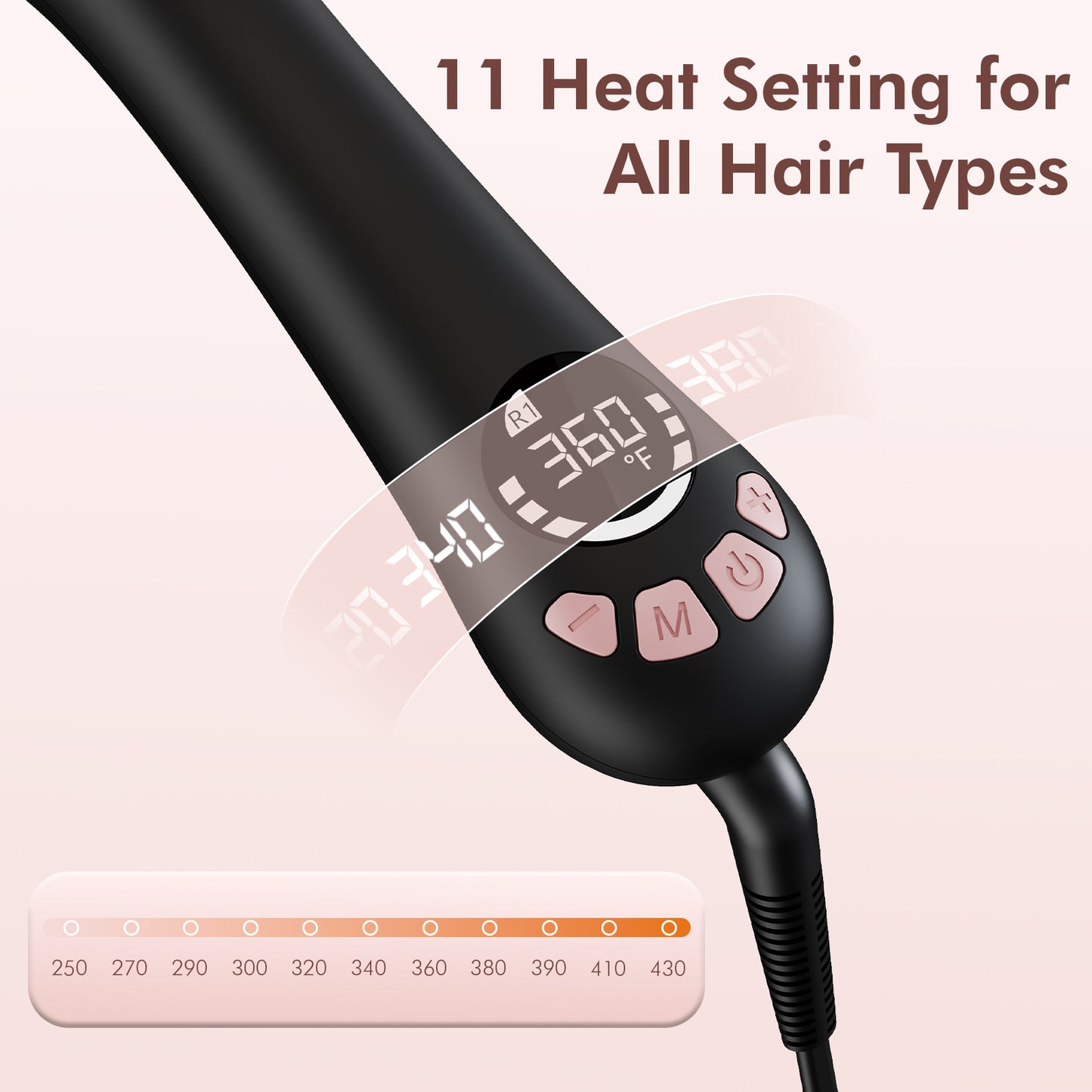 New Version Lanvier Rotating Curling Iron 1 / 1.25 Inch Automatic Curling Wand for Waves; Tourmaline Ceramic Self Curler with 2 Rotating Speed, 11 Adjustable Temperature & Dual Voltage for Worldwide Use