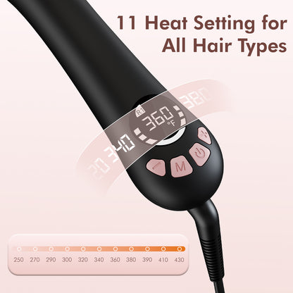 New Version Lanvier Rotating Curling Iron 1 / 1.25 Inch Automatic Curling Wand for Waves; Tourmaline Ceramic Self Curler with 2 Rotating Speed, 11 Adjustable Temperature & Dual Voltage for Worldwide Use