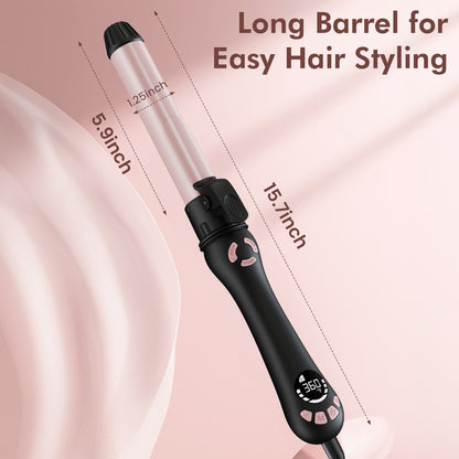 New Version Lanvier Rotating Curling Iron 1 / 1.25 Inch Automatic Curling Wand for Waves; Tourmaline Ceramic Self Curler with 2 Rotating Speed, 11 Adjustable Temperature & Dual Voltage for Worldwide Use