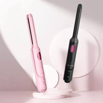 Lanvier Airflow Styler, Mini Curling Iron for Short Hair Pixie Cut & Bangs, 0.65-inch Flat Iron with 360 Degree Cool Air Flow, Dual Voltage 100-240V Global Use 4 Adjustable, Heat up to 430°F - Pink